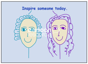 People illustration of two smiling, beautiful women stating, "inspire someone today".