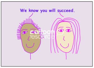Color cartoon of two smiling and racially diverse women stating we know you will succeed.