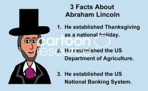 Education color color illustration of Abraham Lincoln with three facts about him, beyond the Civil War.