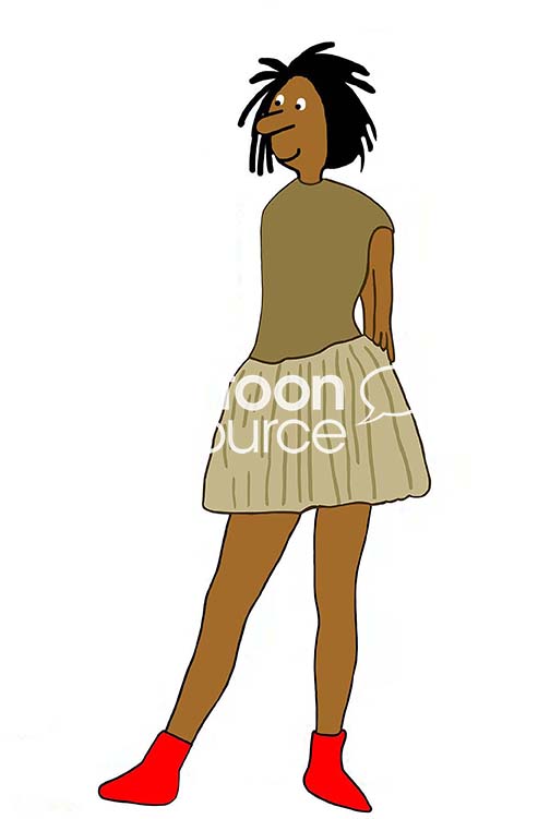 Color illustration of a beautiful, young, black ballerina standing in a Degas-like pose.