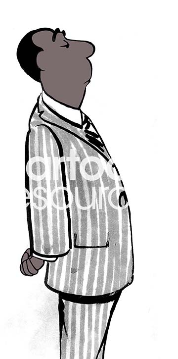 Color illustration of a professional African American standing and pondering.