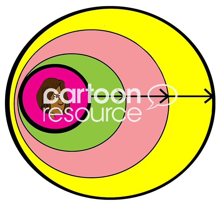 Color illustration of a black professional woman pointed towards her goals