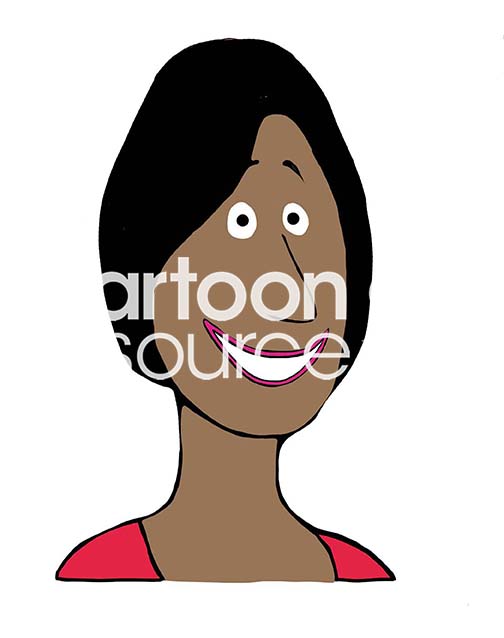 Color illustration of a black female teacher smiling and looking at the viewer.