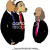 Color, single-panel cartoons of three business dogs talking. One of them will lead the 'grumbling' role.